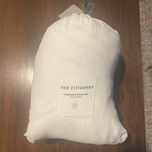 The Citizenry Stonewashed Linen Sheet Set, White, Queen Size
